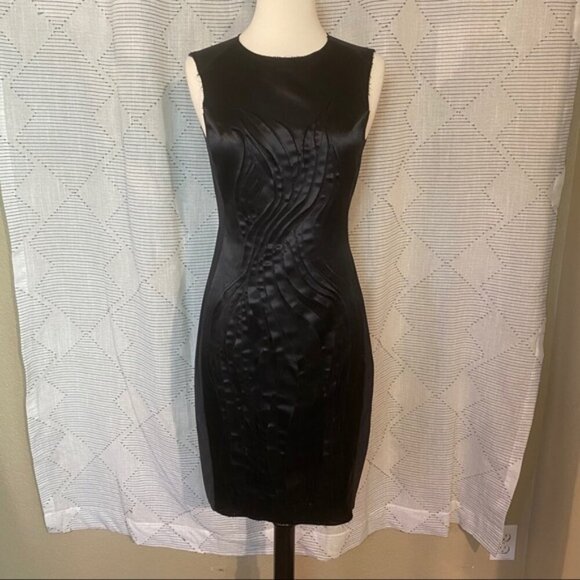 Vivienne Tam Dress Black Silk Textured Dress Size 4